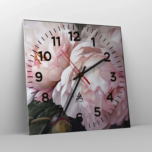 Nástenné hodiny - Uchytené v rozkvete - 30x30 cm
