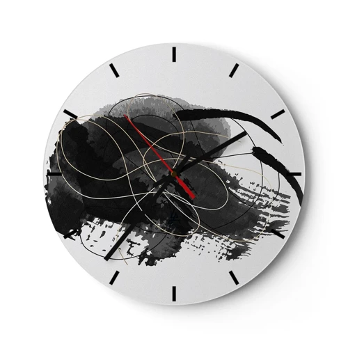 Nástenné hodiny - Upletené z čiernej - 30x30 cm