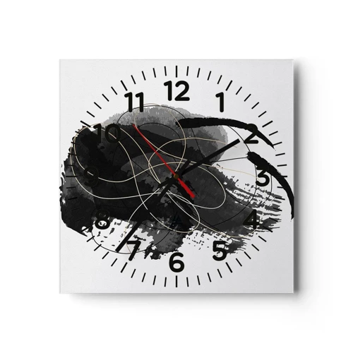 Nástenné hodiny - Upletené z čiernej - 40x40 cm