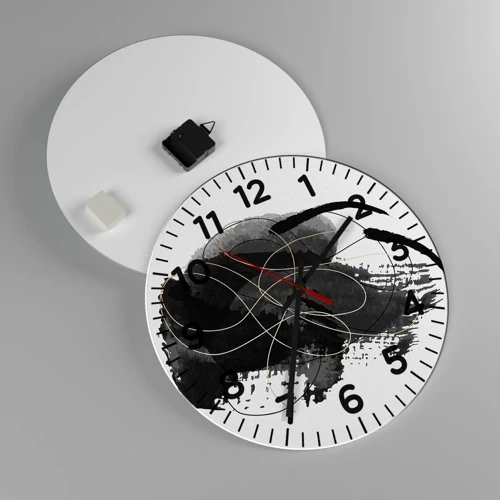 Nástenné hodiny - Upletené z čiernej - 40x40 cm