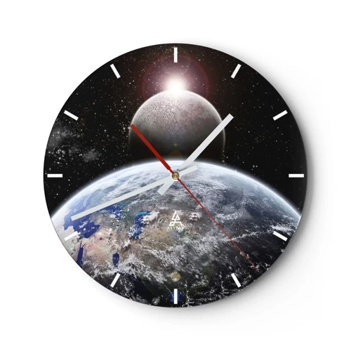 Nástenné hodiny - Vesmírna krajina - východ slnka - 40x40 cm