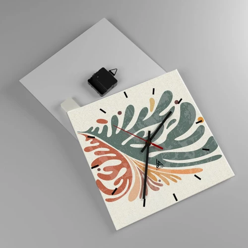 Nástenné hodiny - Viacfarebný list - 30x30 cm