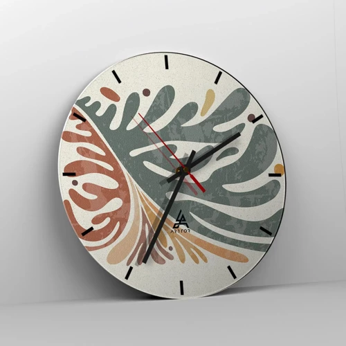 Nástenné hodiny - Viacfarebný list - 40x40 cm