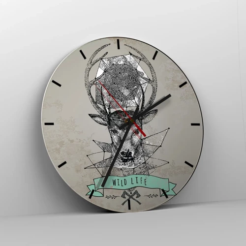 Nástenné hodiny - Videnie sv. Huberta - 30x30 cm