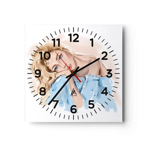 Nástenné hodiny - Zasnená v modrej - 30x30 cm