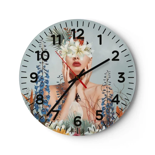 Nástenné hodiny - Žena – kvetina - 30x30 cm