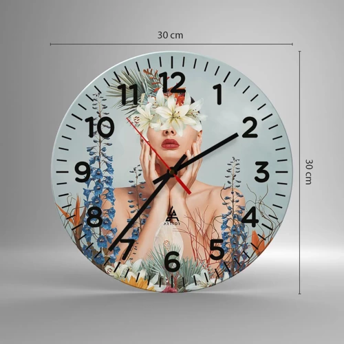 Nástenné hodiny - Žena – kvetina - 30x30 cm