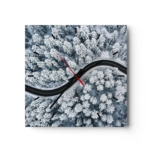 Nástenné hodiny - Zimným lesom - 30x30 cm
