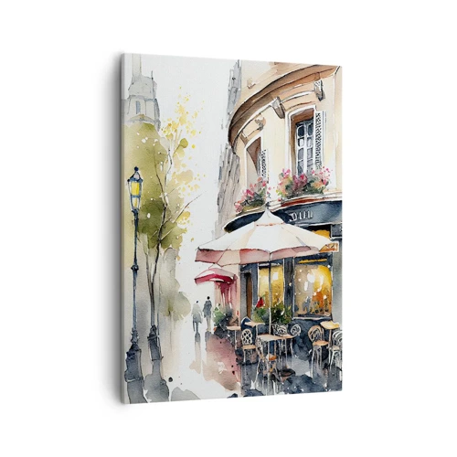 Obraz na plátne Arttor 50x70 cm - Parížske ráno - Kaviareň, Paríž, Akvarel, Hnedá,  Čierna, Zvislý, Plátno, PA50x70-6177