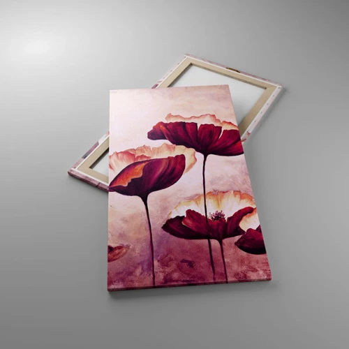 Obraz na plátne - Červený a biely plátok - 55x100 cm