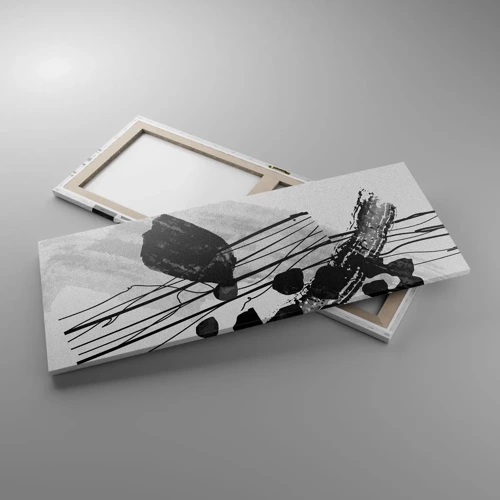 Obraz na plátne - Čiernobiela organická abstrakcia - 100x40 cm