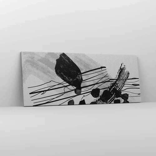 Obraz na plátne - Čiernobiela organická abstrakcia - 100x40 cm