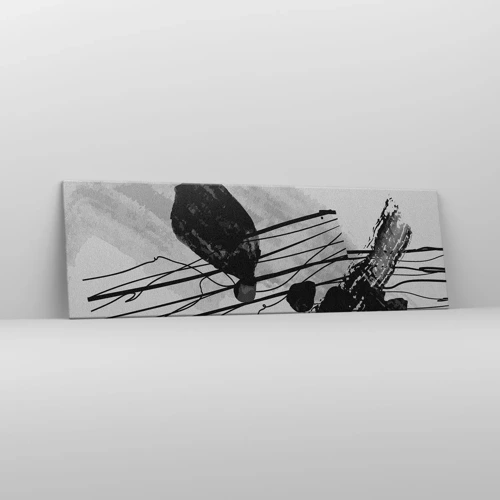 Obraz na plátne - Čiernobiela organická abstrakcia - 160x50 cm