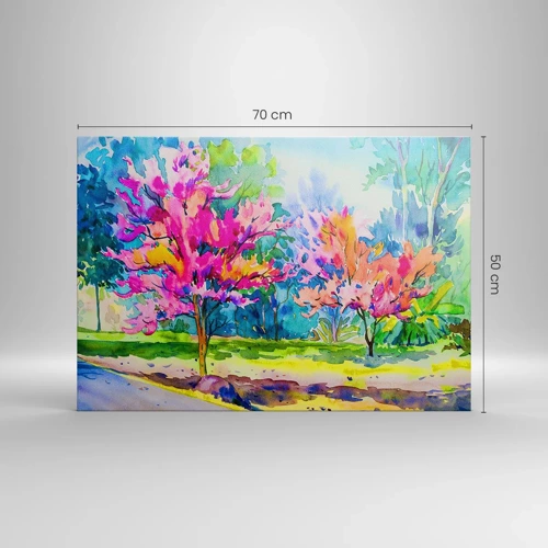 Obraz na plátne - Dúhová záhrada v jarnom lesku - 70x50 cm