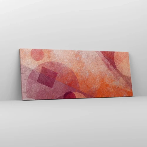Obraz na plátne - Geometrické premeny na ružové - 100x40 cm