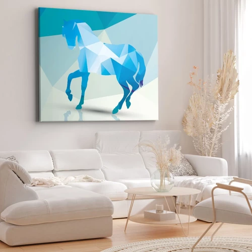 Obraz na plátne - Geometrický kôň v tyrkyse - 70x50 cm