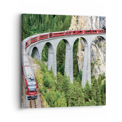 Obraz na plátne - Horský výhľad priamo z vlaku - 30x30 cm