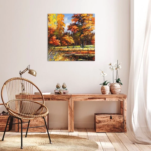 Obraz na plátne - Krajinka v zlatej a hnedej - 40x40 cm