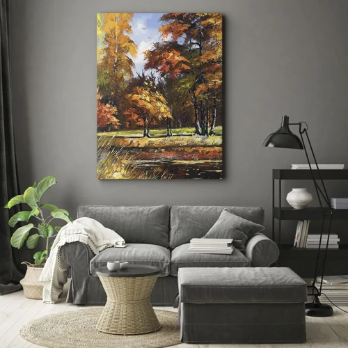 Obraz na plátne - Krajinka v zlatej a hnedej - 50x70 cm