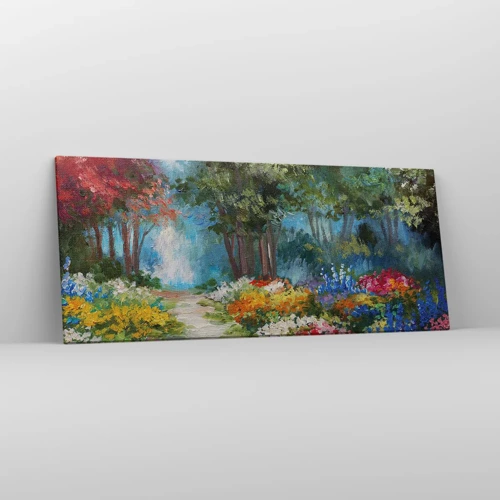 Obraz na plátne - Lesná záhrada, kvetinový les - 120x50 cm