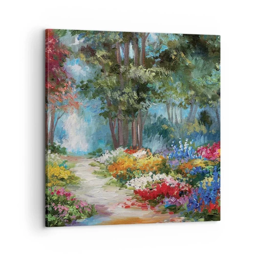 Obraz na plátne - Lesná záhrada, kvetinový les - 60x60 cm