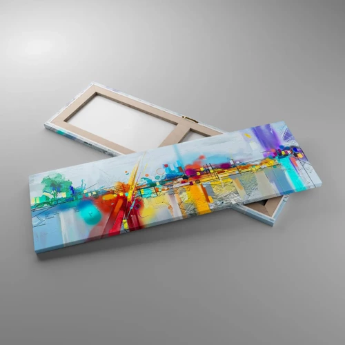 Obraz na plátne - Most radosti nad riekou života - 90x30 cm