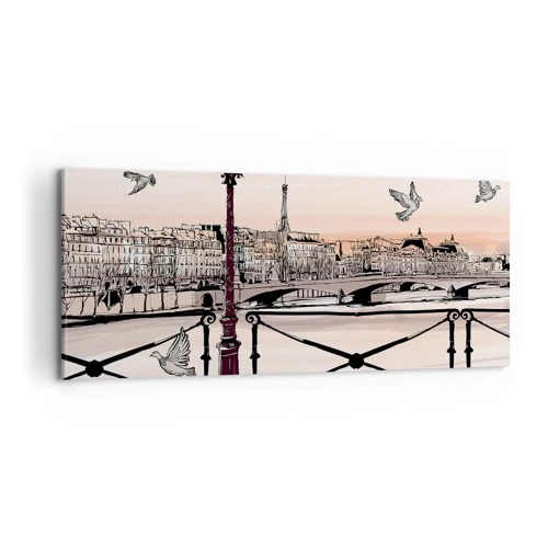 Obraz na plátne - Nad strechami Paríža - 100x40 cm