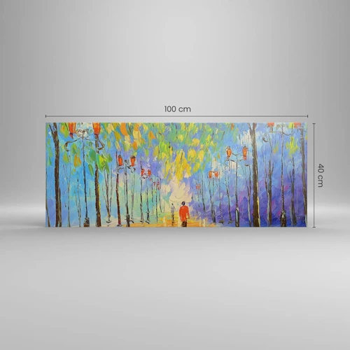 Obraz na plátne - Nočná pieseň dažďa - 100x40 cm