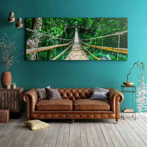 Obraz na plátne - Opičí most nad zeleňou - 100x40 cm