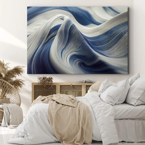 Obraz na plátne - Plynulosť modrej a bielej - 70x50 cm
