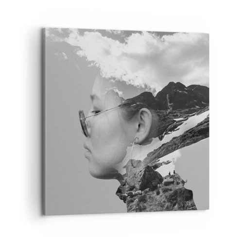 Obraz na plátne - Povznešený portrét v oblakoch - 60x60 cm