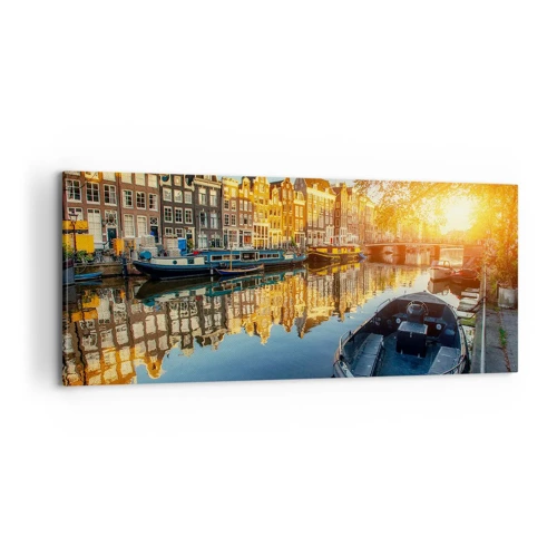 Obraz na plátne - Ráno v Amsterdame - 100x40 cm