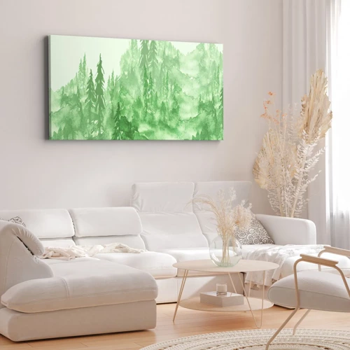 Obraz na plátne - Rozmazaný zelenou hmlou - 140x50 cm