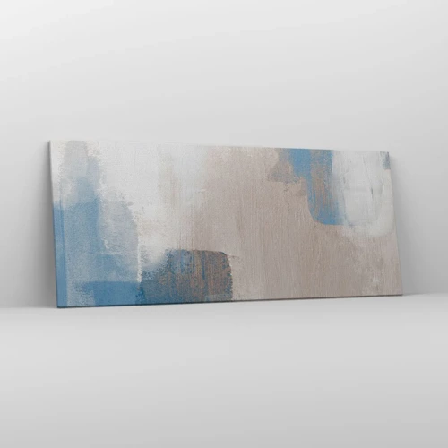 Obraz na plátne - Ružová abstrakcia za modrým závojom - 120x50 cm