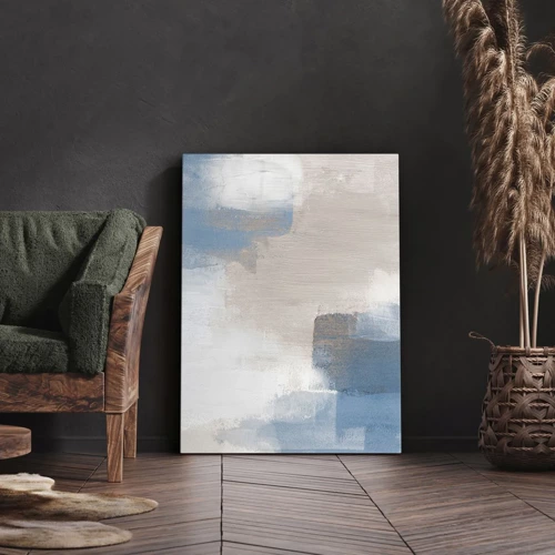 Obraz na plátne - Ružová abstrakcia za modrým závojom - 45x80 cm