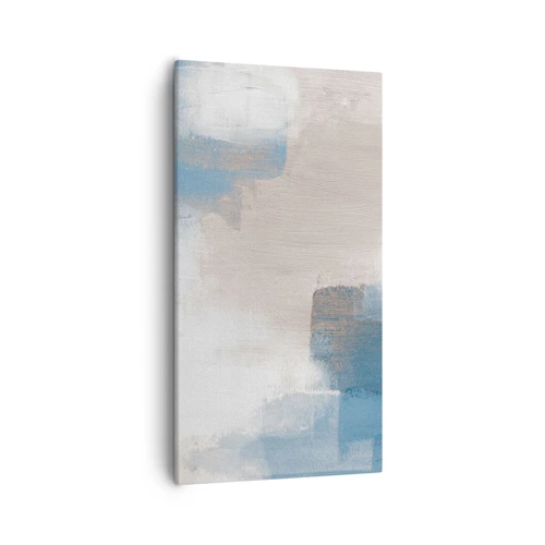 Obraz na plátne - Ružová abstrakcia za modrým závojom - 55x100 cm
