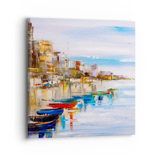 Obraz na plátne - Viacfarebný mestský prístav - 40x40 cm