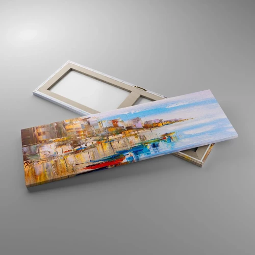 Obraz na plátne - Viacfarebný mestský prístav - 90x30 cm