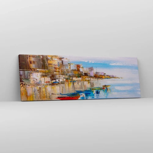Obraz na plátne - Viacfarebný mestský prístav - 90x30 cm
