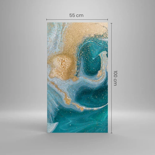 Obraz na plátne - Vír zlatej a tyrkysovej - 55x100 cm