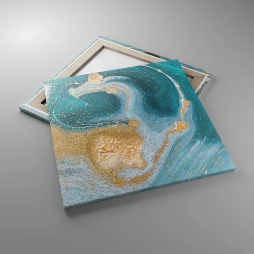 Obraz na plátne - Vír zlatej a tyrkysovej - 60x60 cm