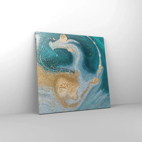 Obraz na plátne - Vír zlatej a tyrkysovej - 60x60 cm
