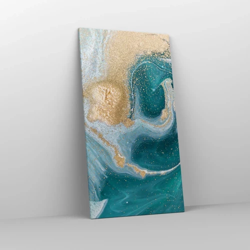 Obraz na plátne - Vír zlatej a tyrkysovej - 65x120 cm