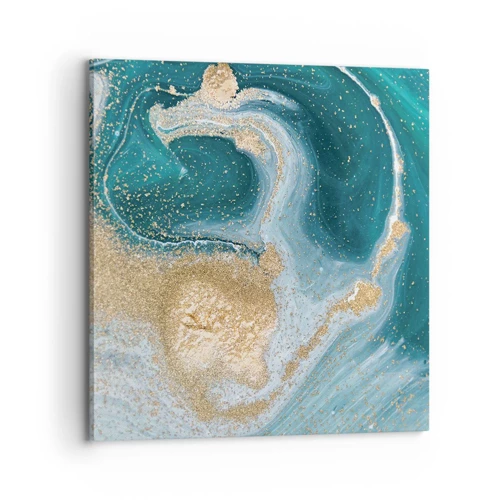 Obraz na plátne - Vír zlatej a tyrkysovej - 70x70 cm