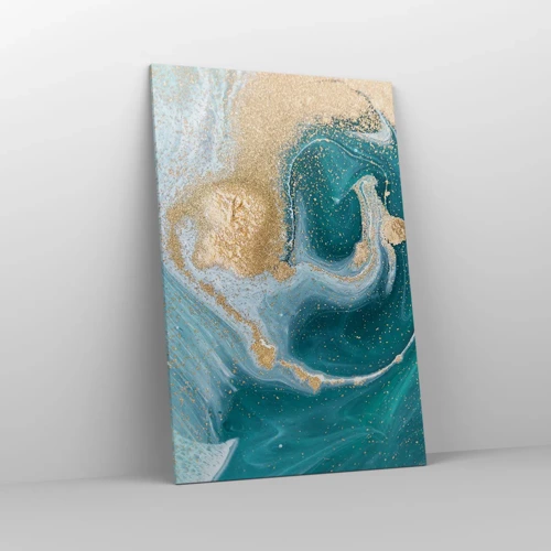Obraz na plátne - Vír zlatej a tyrkysovej - 80x120 cm