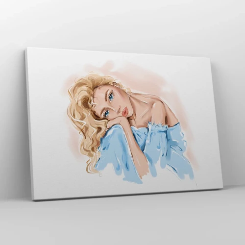 Obraz na plátne - Zasnená v modrej - 70x50 cm