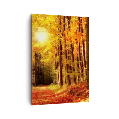 Obraz na plátne - Zlatá jeseň na lesnej ceste - 50x70 cm