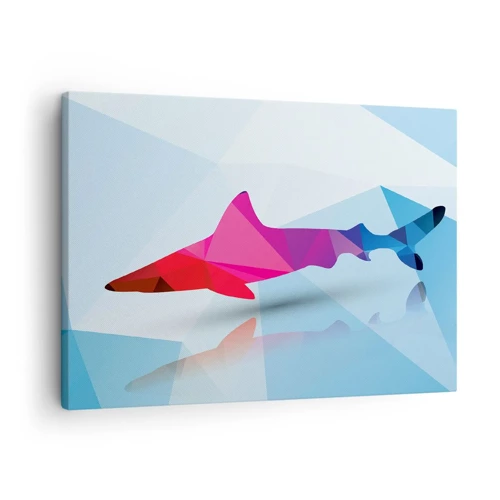 Obraz na plátne - Žralok v kryštalickom priestore - 70x50 cm