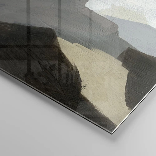 Obraz na skle - Abstrakcia: križovatka šedej - 100x40 cm