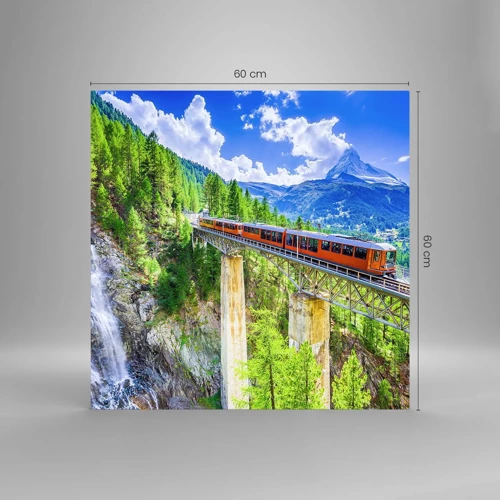 Obraz na skle - Alpská železnica - 60x60 cm